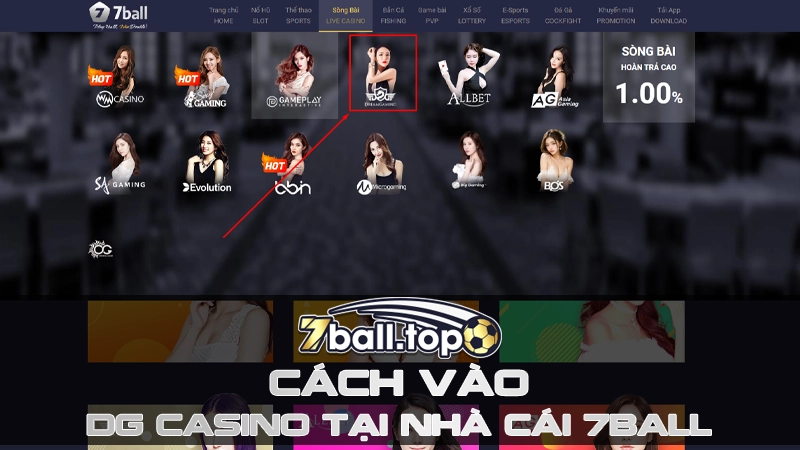 Cách vào DG Casino tại nhà cái 7ball